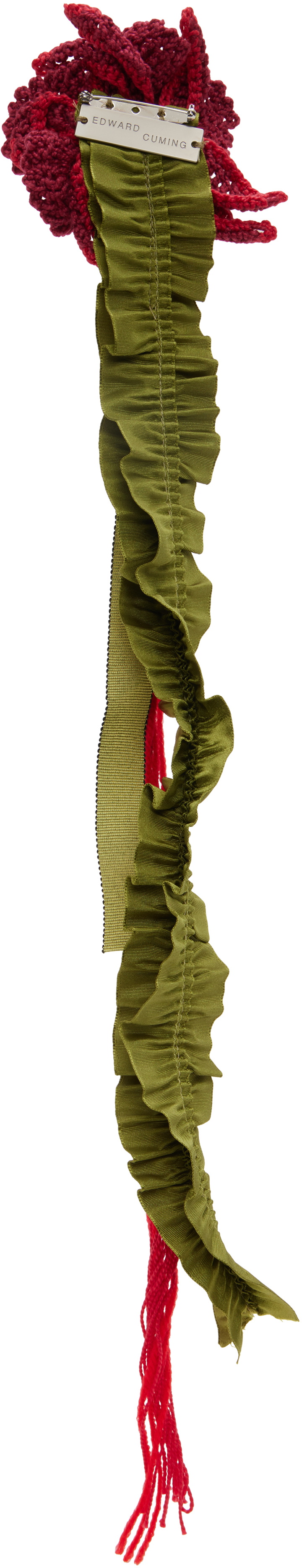 Edward Cuming Red & Khaki Crying Flower Rosette Brooch Crying Flower Rosette Brooch – Chinatown Country Club main image 3