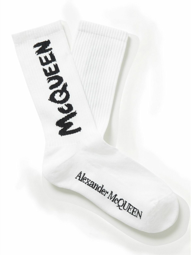 Photo: Alexander McQueen - Intarsia Cotton-Blend Socks - White