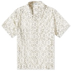 Bode Men's Daisy Lace Short Sleeve Shirt in White Black