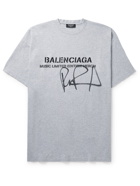 Balenciaga - RuPaul Oversized Distressed Printed Cotton-Jersey T-Shirt - Gray