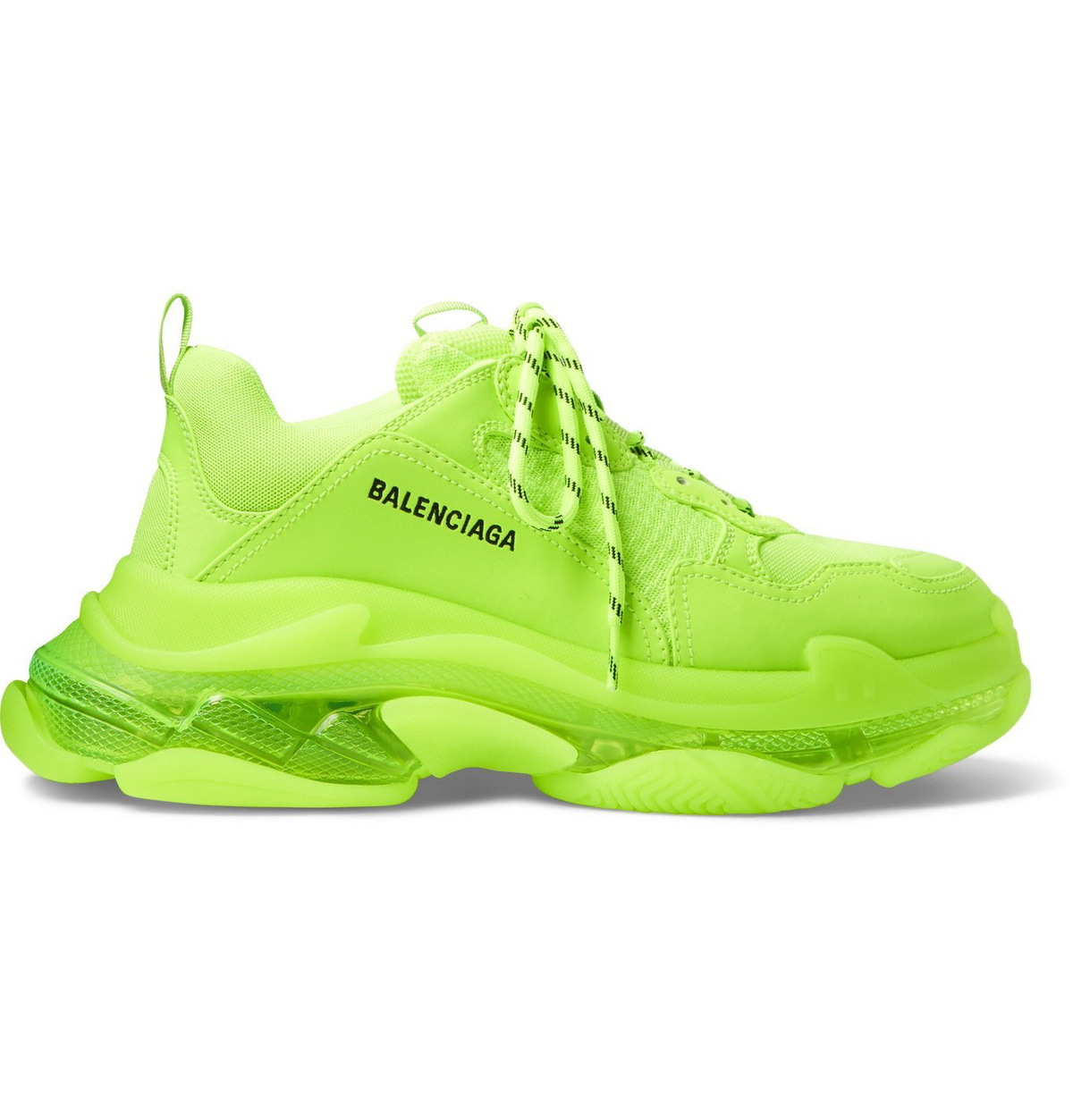 Green Triple S faux-leather and mesh trainers, Balenciaga