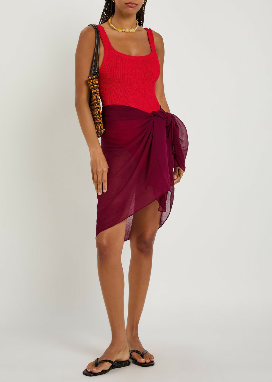 Hunza G Coverage Square-neck Crinkle Swimsuit - Red - One Size