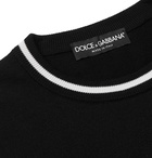 Dolce & Gabbana - Slim-Fit Contrast-Tipped Logo-Embroidered Virgin Wool Sweater - Men - Black