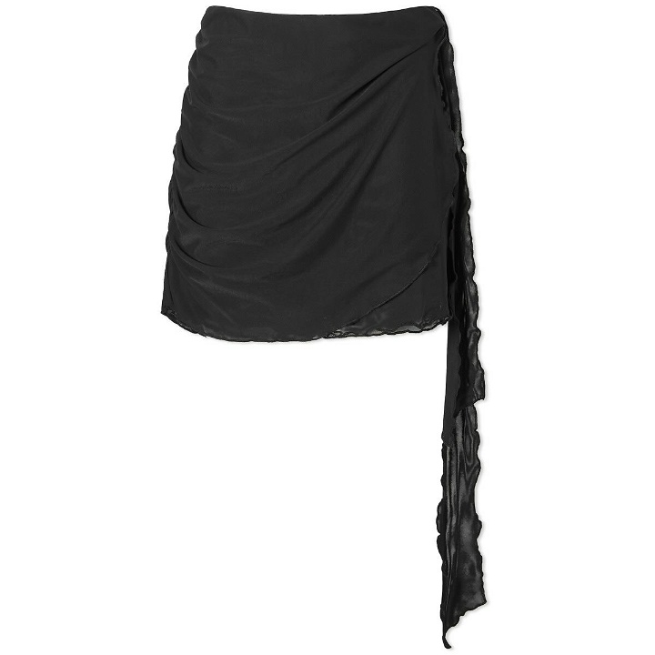 Photo: Good American Women's Mesh Side Tie Mini Skirt in Black