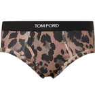 TOM FORD - Leopard-Print Stretch-Cotton Briefs - Brown