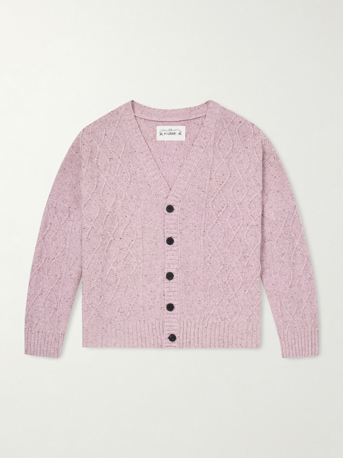MANAAKI - Keanu Cable-Knit Merino Wool-Blend Cardigan - Pink