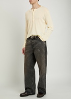 Our Legacy Rib-knit Cotton Henley top Ivory