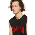 Balmain Black Cotton Logo Sleeveless T-Shirt