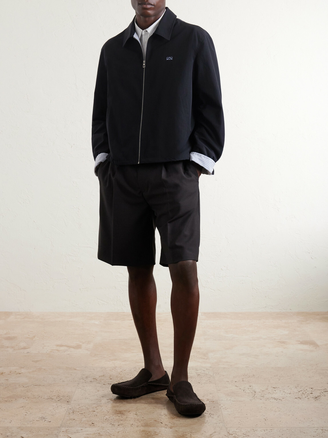 LOEWE - Logo-Embroidered Cotton-Blend Jacket - Black