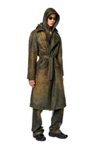 Diesel Trench coat in coated denim - Denim Jackets - Unisex - Brown