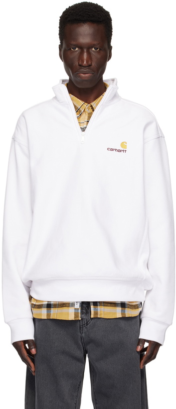 Photo: Carhartt Work In Progress White American Script Sweatshirt