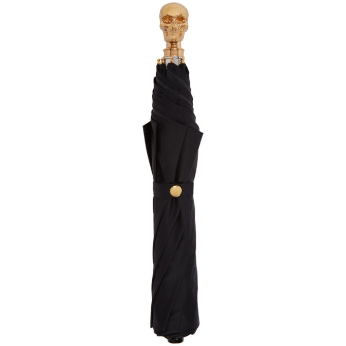 Photo: Alexander McQueen Black and Gold Collapsible Skull Umbrella