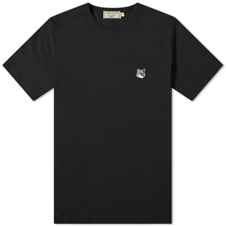 Photo: Maison Kitsuné Men's Maison KitsunÃ© Grey Fox Head Patch Classic T-Shirt in Black