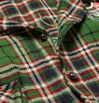 Gucci - Embroidered Checked Crinkled-Linen Shirt - Men - Green