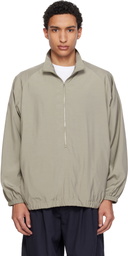 YOKE Khaki Silk Nylon 3/4 Zip Pullover Jacket