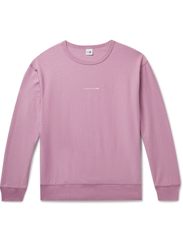 Photo: NN07 - Jerome Logo-Print Slub Cotton-Jersey Sweatshirt - Pink