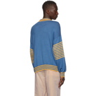Bode Blue and Yellow Namesake Three-Button Sweater