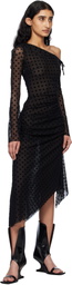 MISBHV Black Monogram Dropped Shoulder Midi Dress