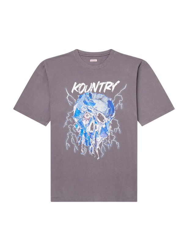 Photo: KAPITAL - Printed Cotton-Jersey T-Shirt - Gray