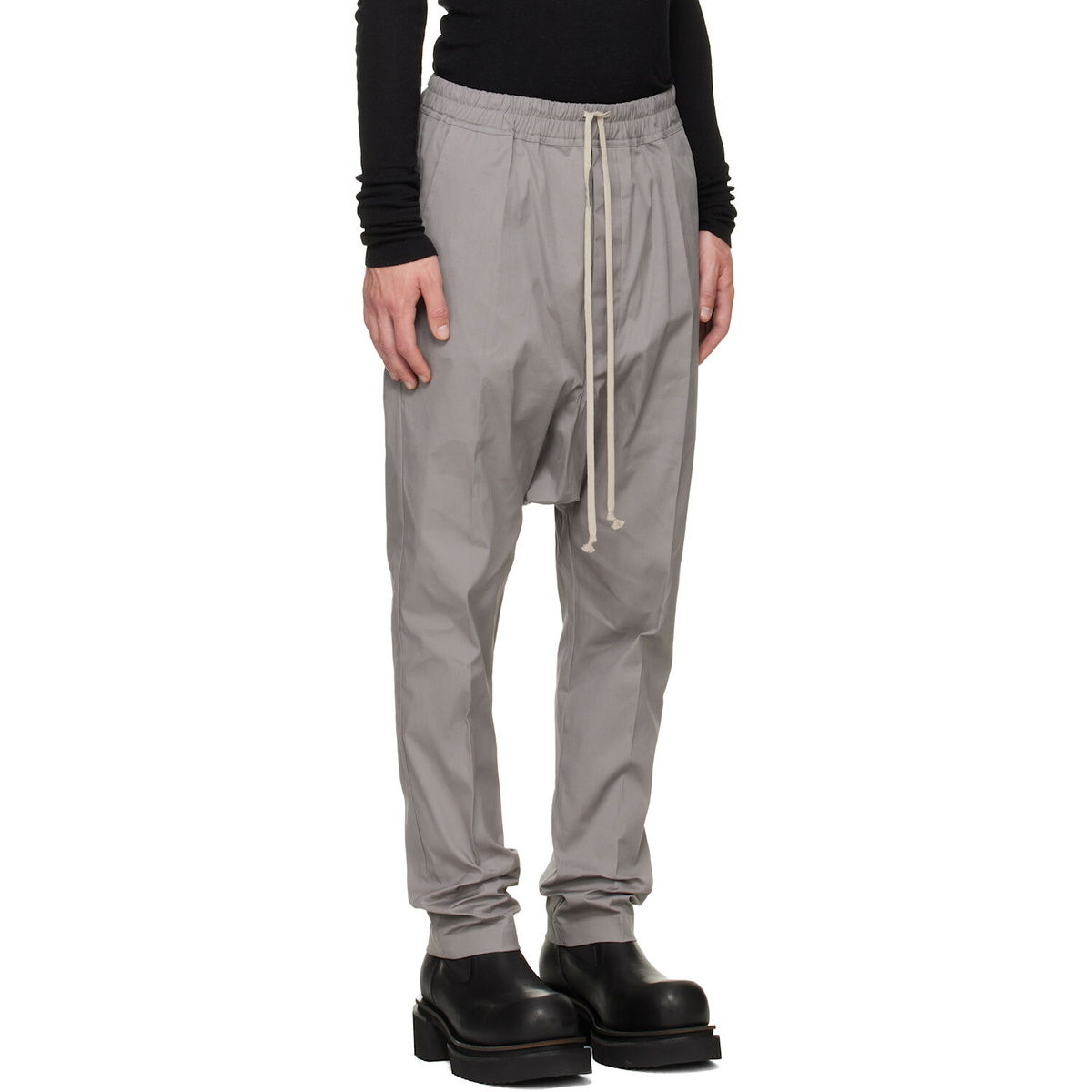 Rick Owens Gray Tower Drawstring Long Trousers