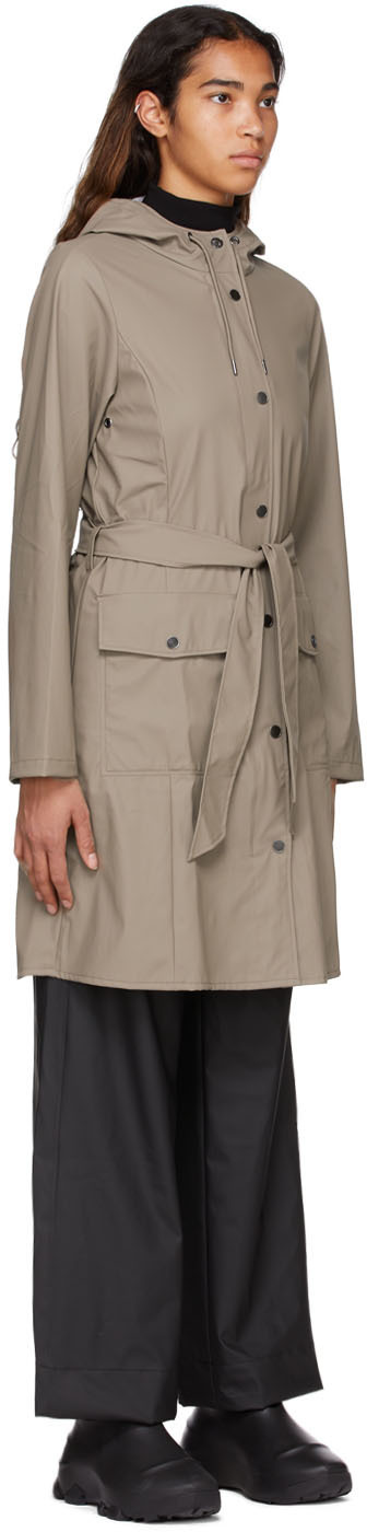 RAINS Taupe Polyester Coat