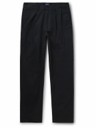 Noah - Straight-Leg Pleated Cotton-Twill Trousers - Black