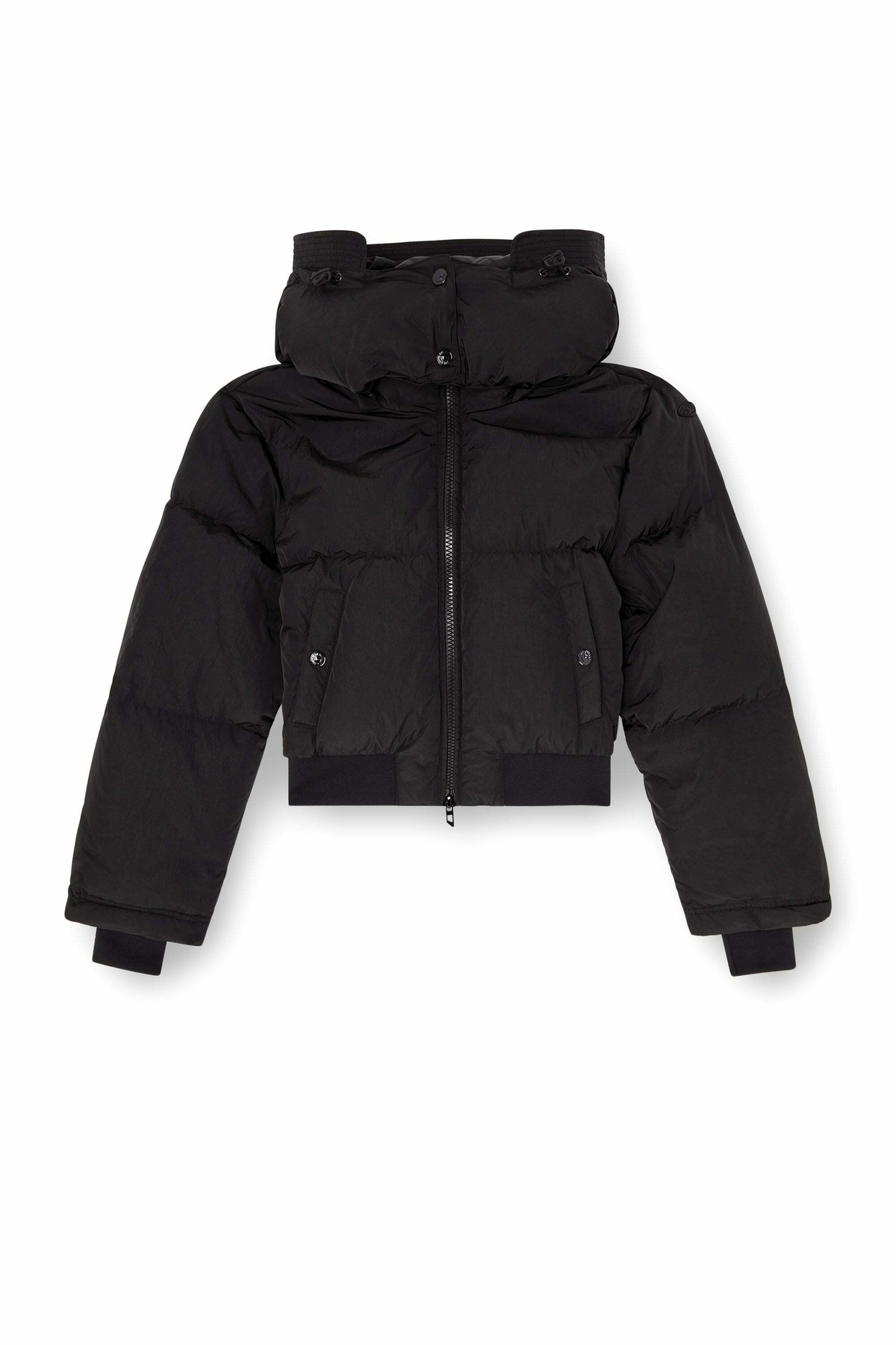 Diesel Wrinkled-nylon down puffer jacket with detachable hood - Winter Jackets Womens in Black