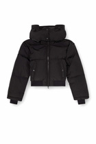 Diesel Wrinkled-nylon down puffer jacket with detachable hood - Winter Jackets Womens in Black