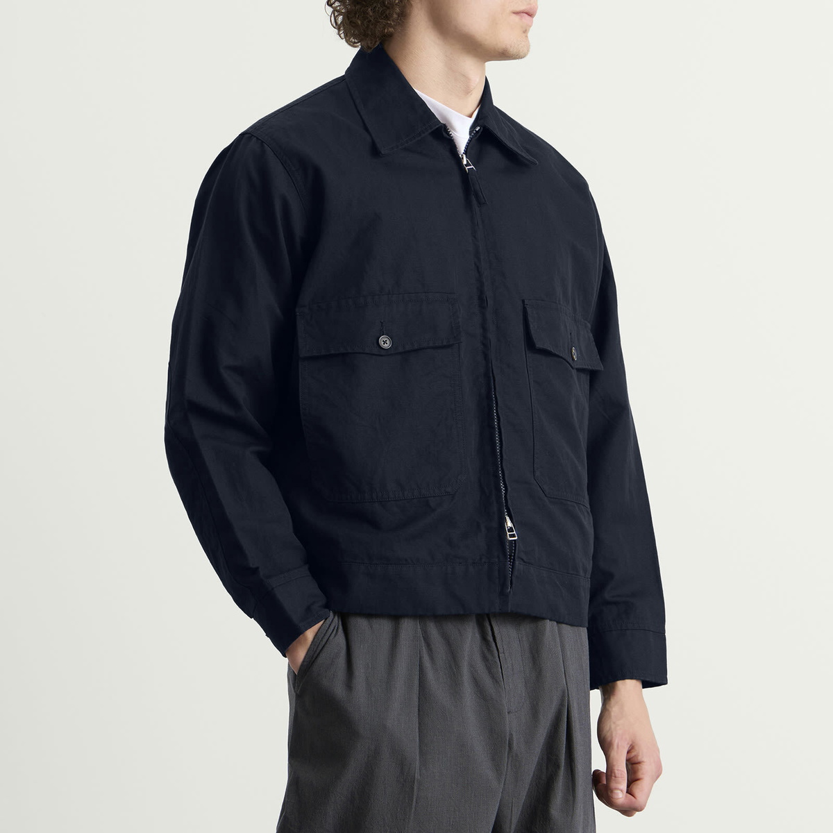 Universal Works Men's Linen Slub Weave S130 Jacket in Navy