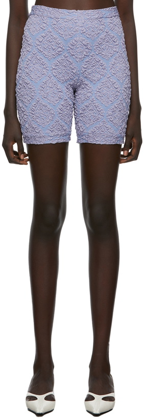 Photo: Gauntlett Cheng SSENSE Exclusive Purple Knit Bandage Shorts