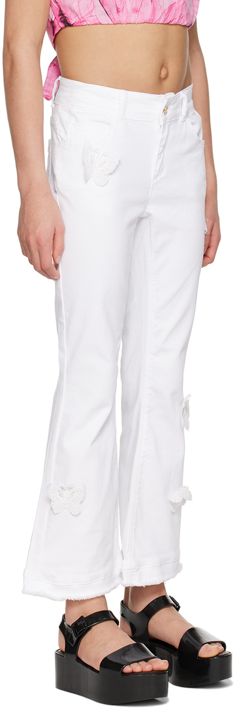 Miss Blumarine Kids White Appliqué Jeans