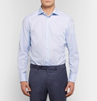 Ermenegildo Zegna - Light-Blue Trofeo Slim-Fit Cutaway-Collar Checked Cotton-Poplin Shirt - Men - Light blue