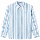 Acne Studios Men's Sarlie Stripe Face Shirt in White/Steel Blue