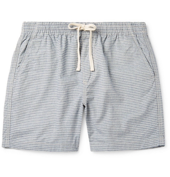 Photo: J.Crew - Dock Striped Cotton-Chambray Drawstring Shorts - Light blue