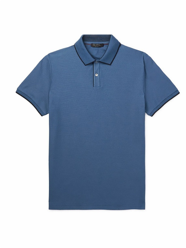 Photo: Loro Piana - Stretch-Cotton Piqué Polo Shirt - Blue