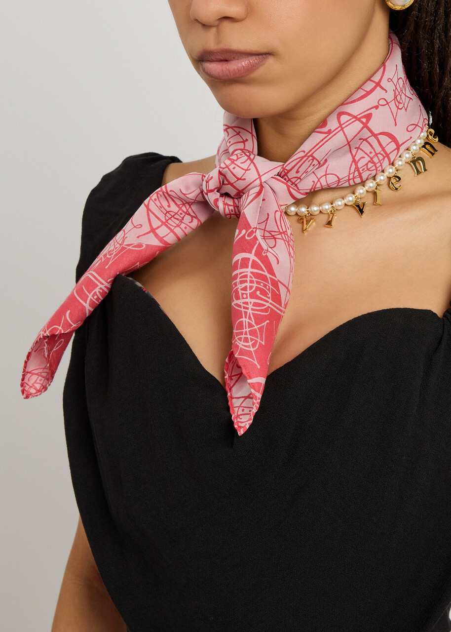 Vivienne Westwood Graffiti Logo-monogrammed Silk and Cotton-blend Scarf - Red - One Size
