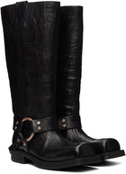 Acne Studios Black Leather Buckle Tall Boots