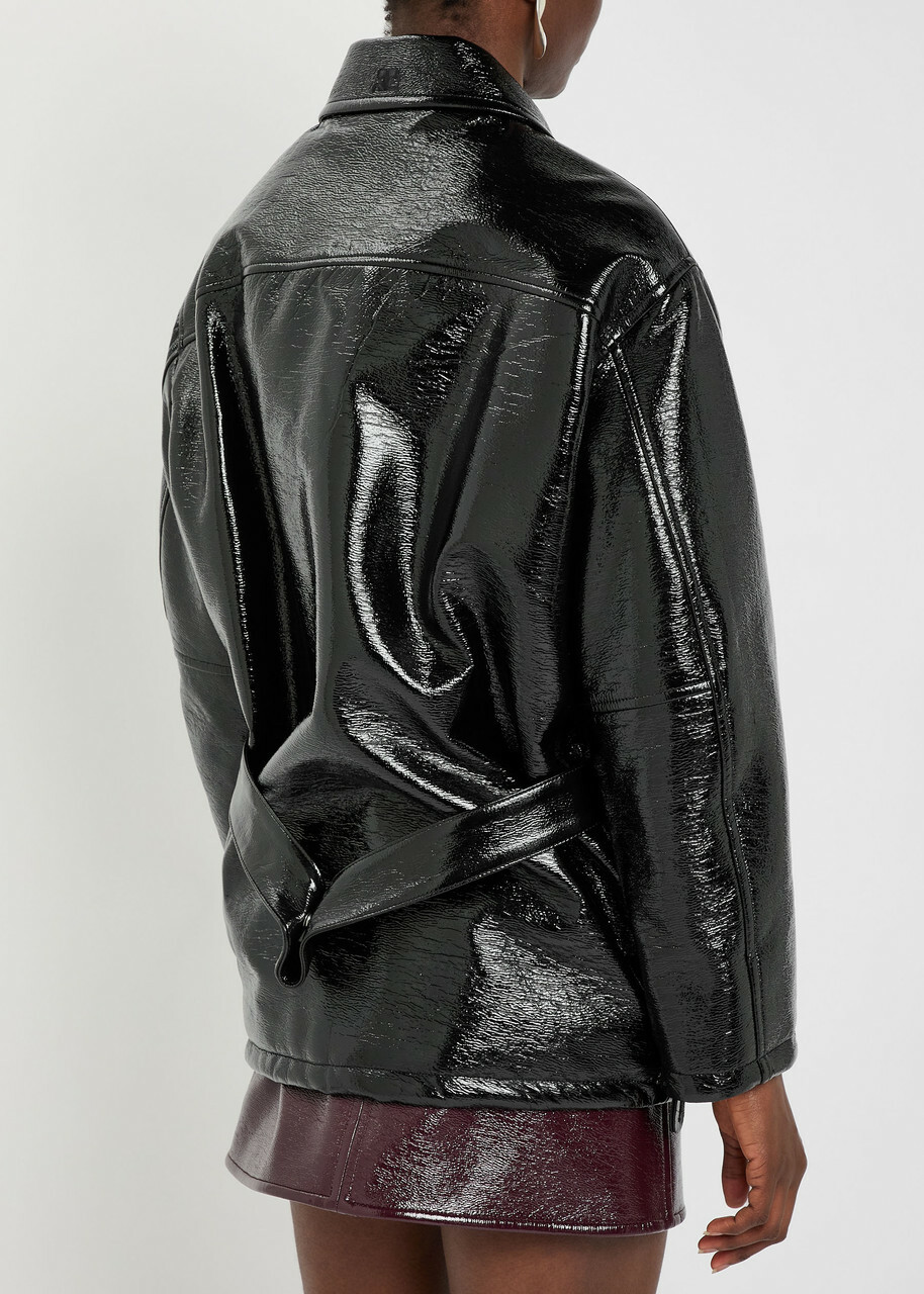 Courrèges Quilted Faux Patent Leather Jacket Black