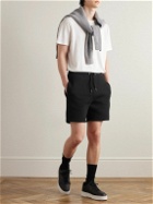 AMI PARIS - Straight-Leg Logo-Embossed Cotton-Blend Jersey Drawstring Shorts - Black