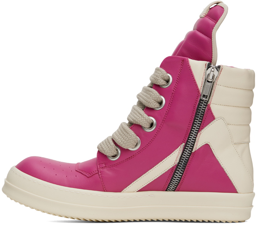 靴 Rick owens geobasket pink Rick Owens Pink & Off-white Geobasket High Sneakers for Men