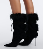 Paris Texas Lidia shearling-trimmed suede ankle boots