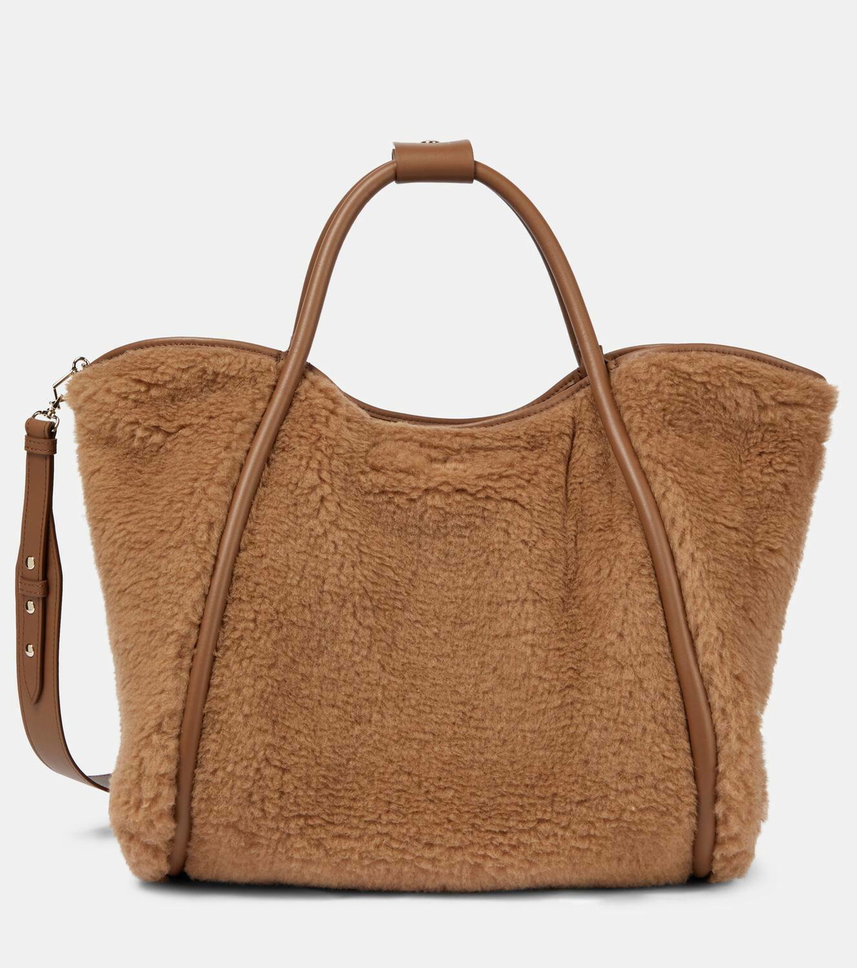 25SS new/Max Mara フレダフェイクラフィアトート Bag Brown Max Mara Freda Leather-Trimmed Faux Raffia Tote in Brown | Lyst