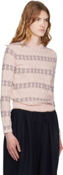 OPEN YY Pink Jacquard Pullover Sweater