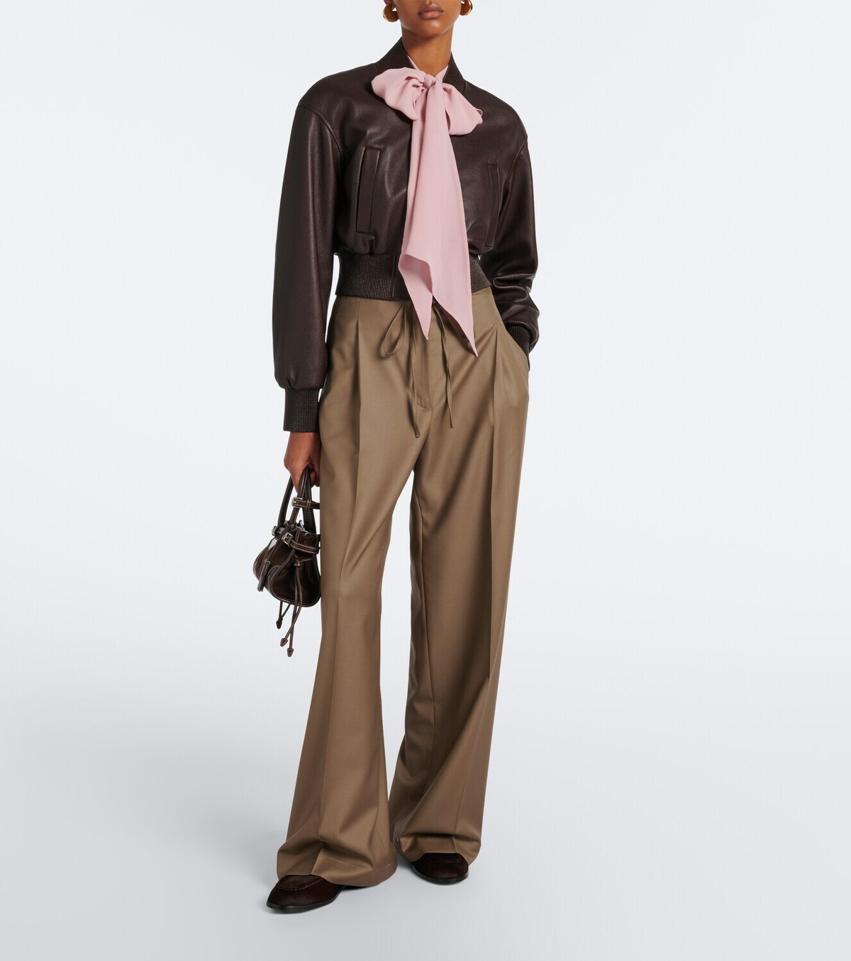 Ralph Lauren Collection Noland cropped leather bomber jacket