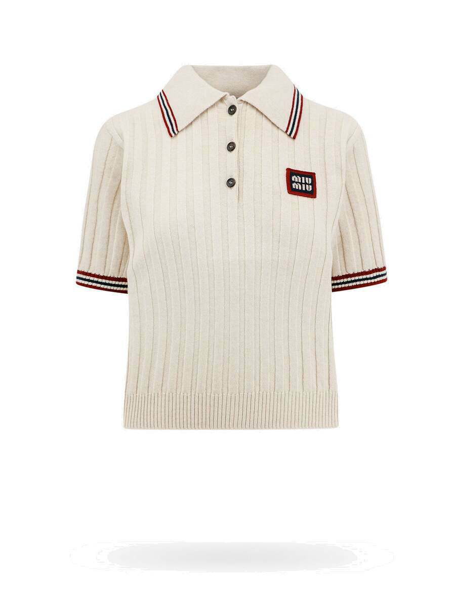 Miu Miu Green Logo Patch Polo Miu Miu