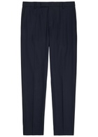 Sunspel Textured Slim-leg Stretch-wool Trousers Navy