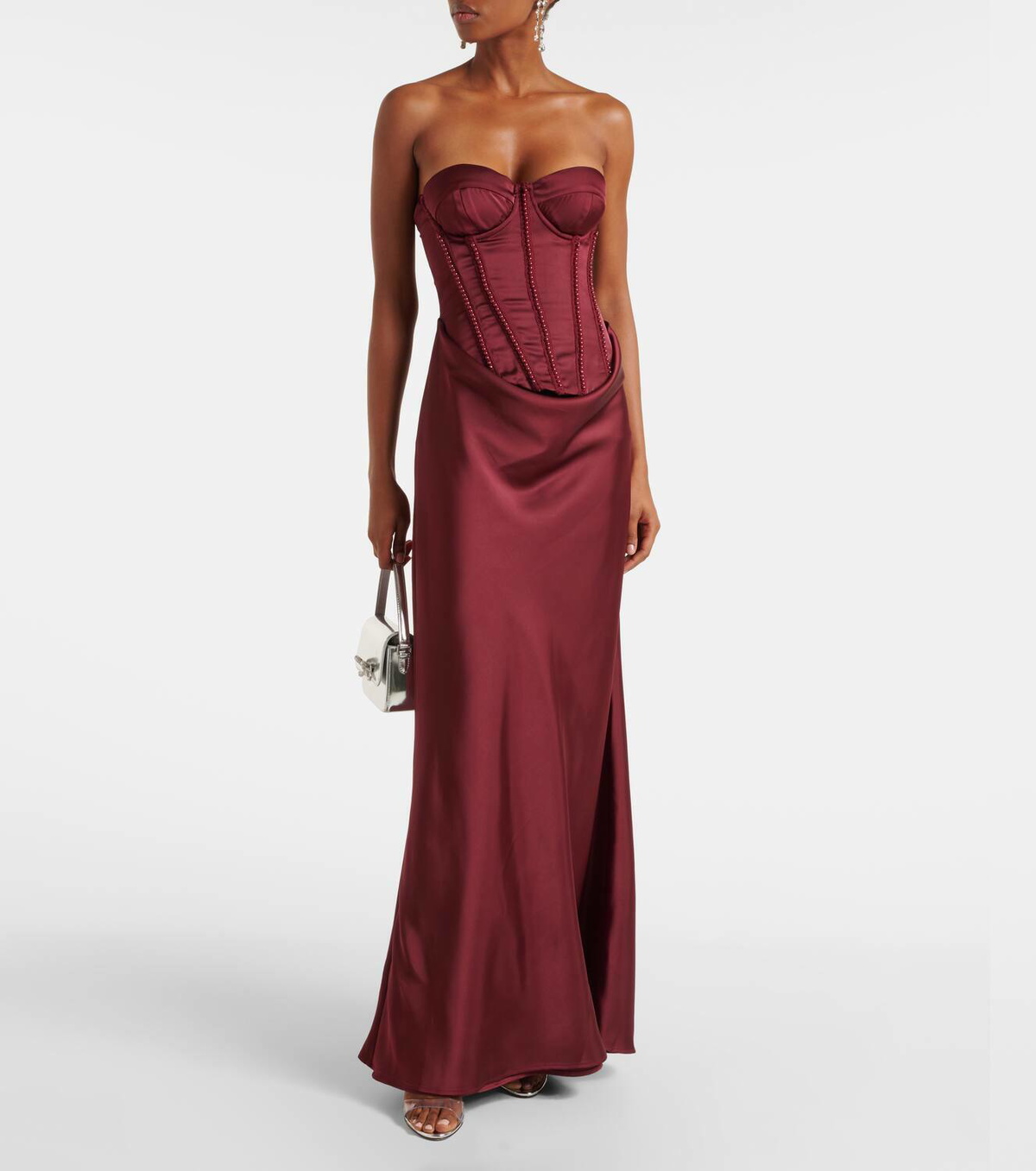 Rotate Embellished draped satin corset gown ROTATE Birger