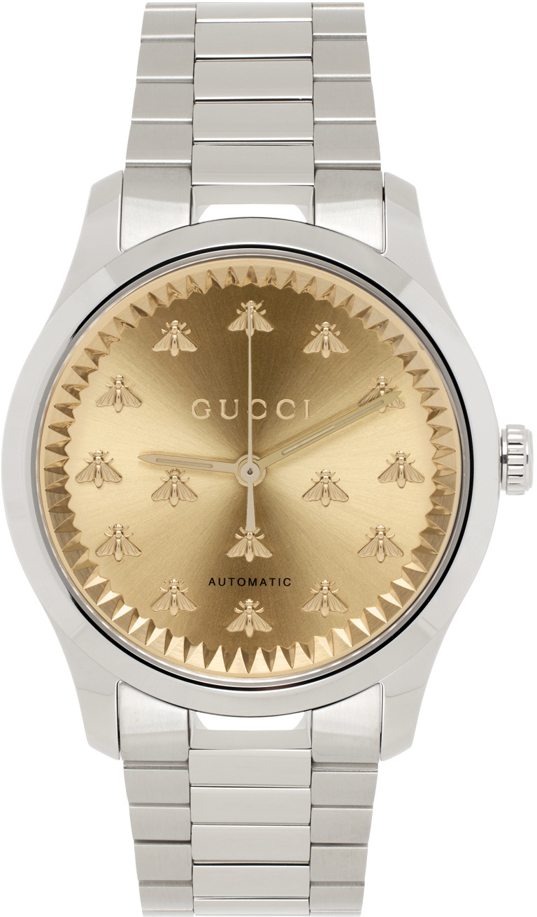 Gucci Silver & Gold Bee G-Timeless Watch