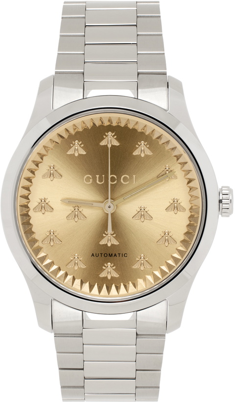 Photo: Gucci Silver & Gold Bee G-Timeless Watch