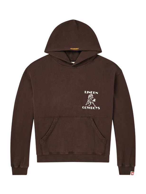 Photo: Cherry Los Angeles - Cowboys Logo-Embroidered Printed Cotton-Jersey Hoodie - Brown